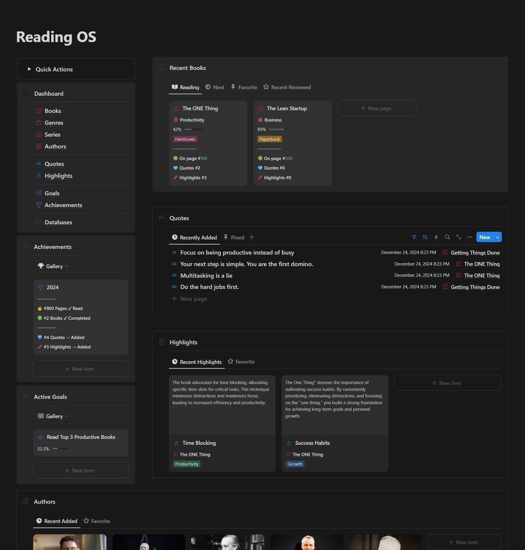 ReadingOS overview dashboard